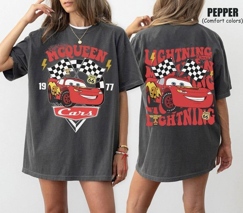 Retro Two Side McQueen Cars Shirt, Cars Movie T-Shirt, Lightning McQueen Shirt, Piston Cup Champion Shirt, Lightning...