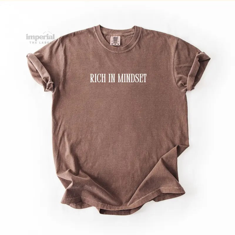 Rich In Mindset Comfort Colors T-Shirt, Oversized Vintage-Washed Tee, Soft Garment-Dyed Cotton, Aesthetic Streetwear,...
