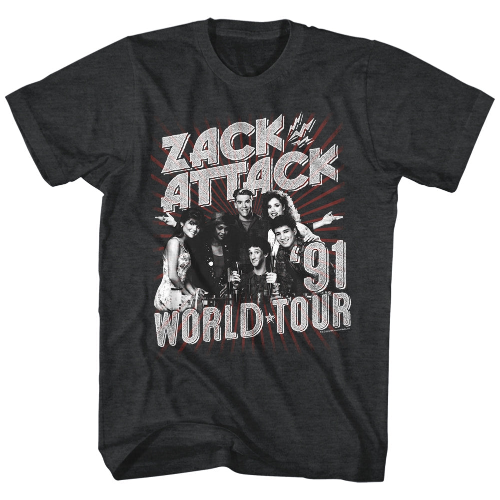 Saved By The Bell Mens S/S T-Shirt - Zack Attack World Tour - Heather Black Heather Hoodie, Sweatshirt | CiraTrend.com