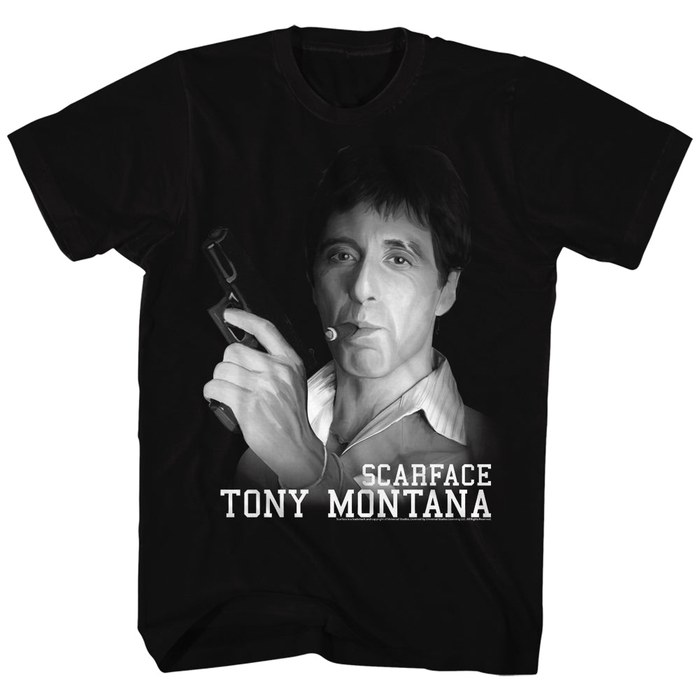 Scarface Mens S/S T-Shirt - Tony'S Got A Gun - Solid Black Hoodie, Sweatshirt | CiraTrend.com