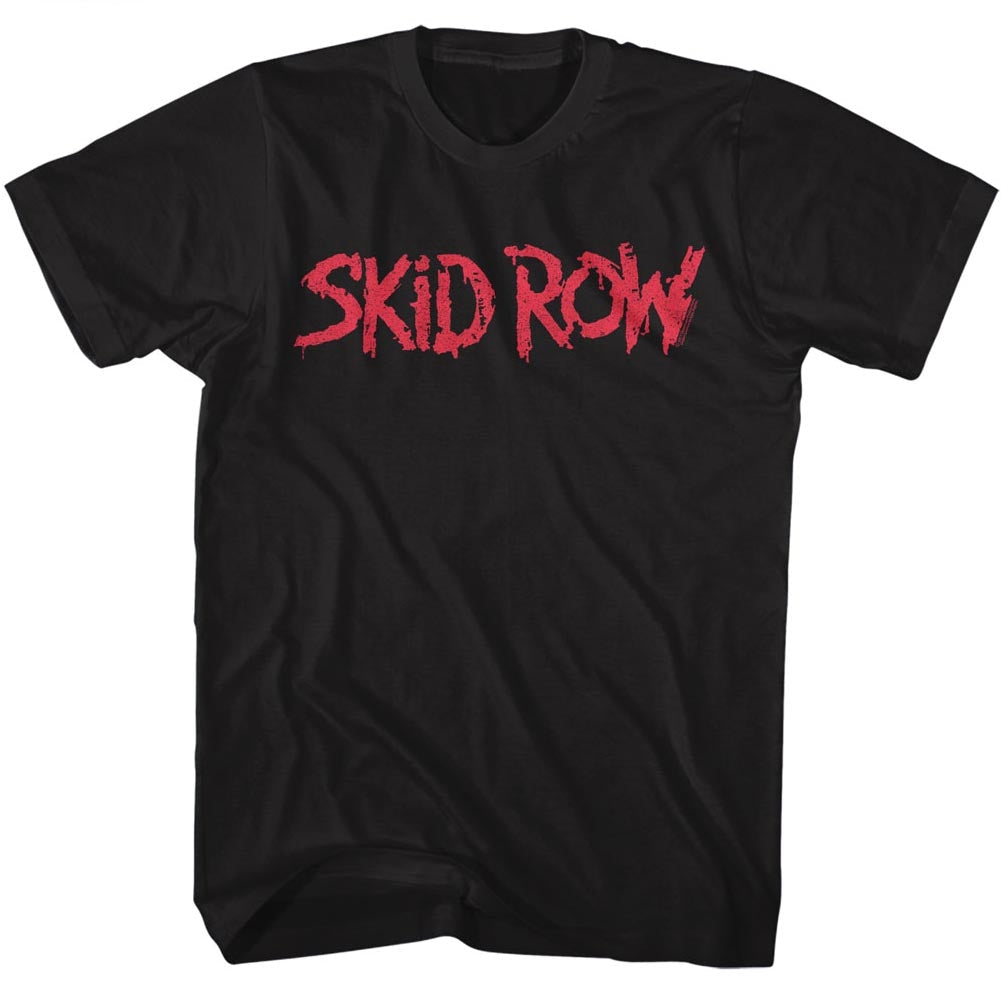 Skid Row Mens S/S T-Shirt - Red Logo - Solid Black Hoodie, Sweatshirt | CiraTrend.com