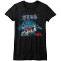 Street Fighter Girls Juniors S/S T-Shirt - Vega Fence - Solid Black Hoodie, Sweatshirt | CiraTrend.com