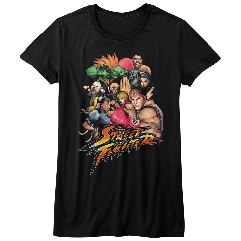 Street Fighter Girls Juniors S/S T-Shirt - Stftr - Solid Black Hoodie, Sweatshirt | CiraTrend.com