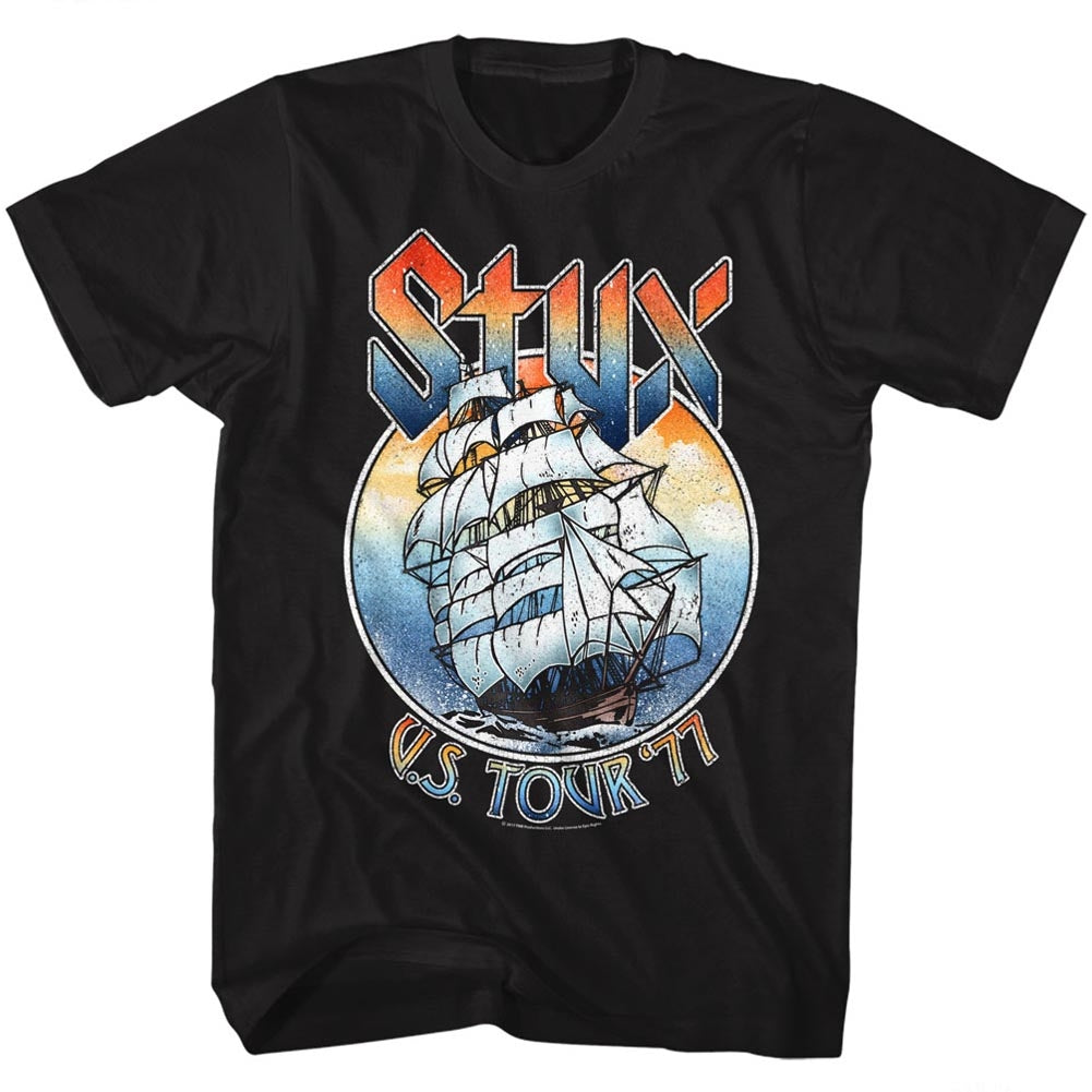 Styx Mens S/S T-Shirt - 77Tour - Solid Black Hoodie, Sweatshirt | CiraTrend.com