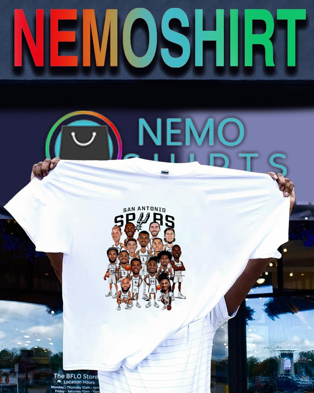 San Antonio Spurs prominent players roster caricature shirt