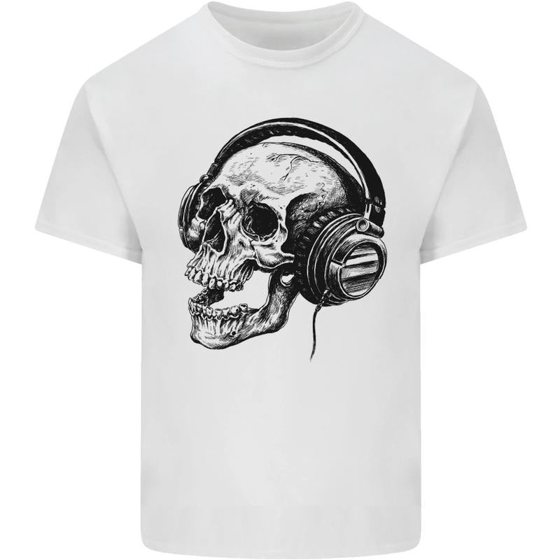 Skull Headphones Gothic Rock Music DJ Mens Cotton T-Shirt Tee Top Made in USA Hoodie, Sweatshirt | CiraTrend.com