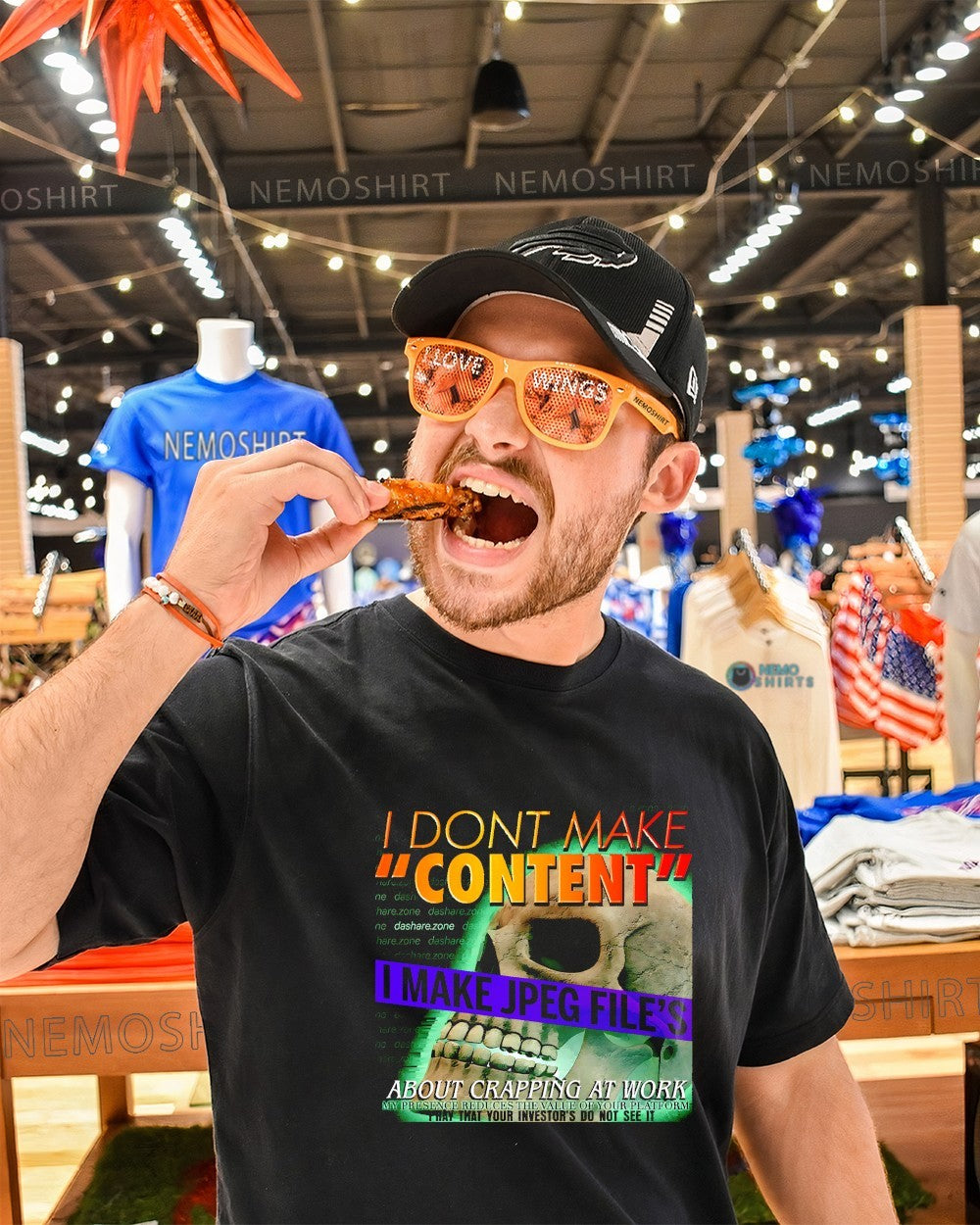 Skull I dont make content I make Jpeg file’s about crapping shirt