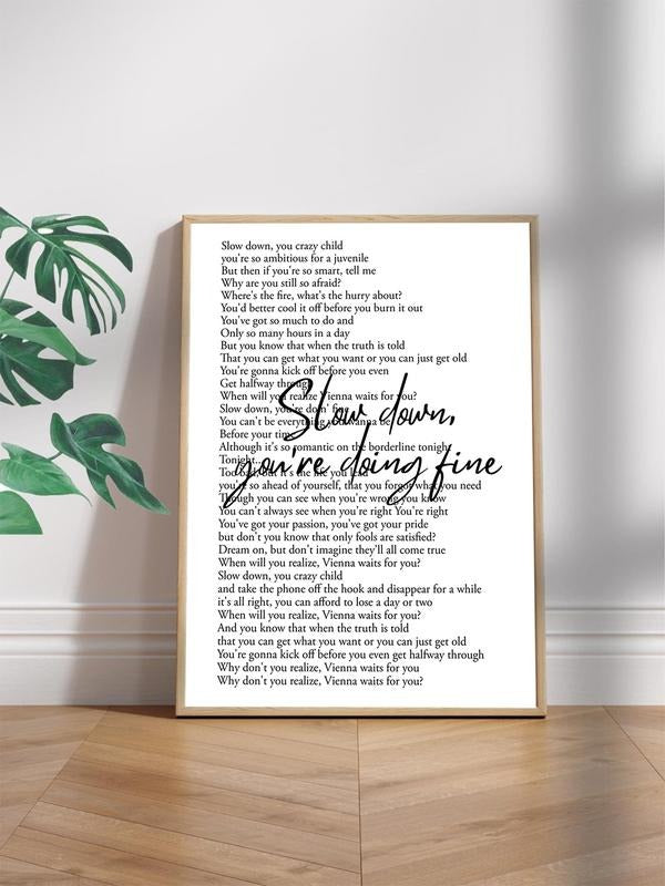 Slow Down You're Doing Fine Poster Canvas, Billy Joel Poster Wall Art T-Shirts, Hoodie, Sweatshirt | CiraTrend.com
