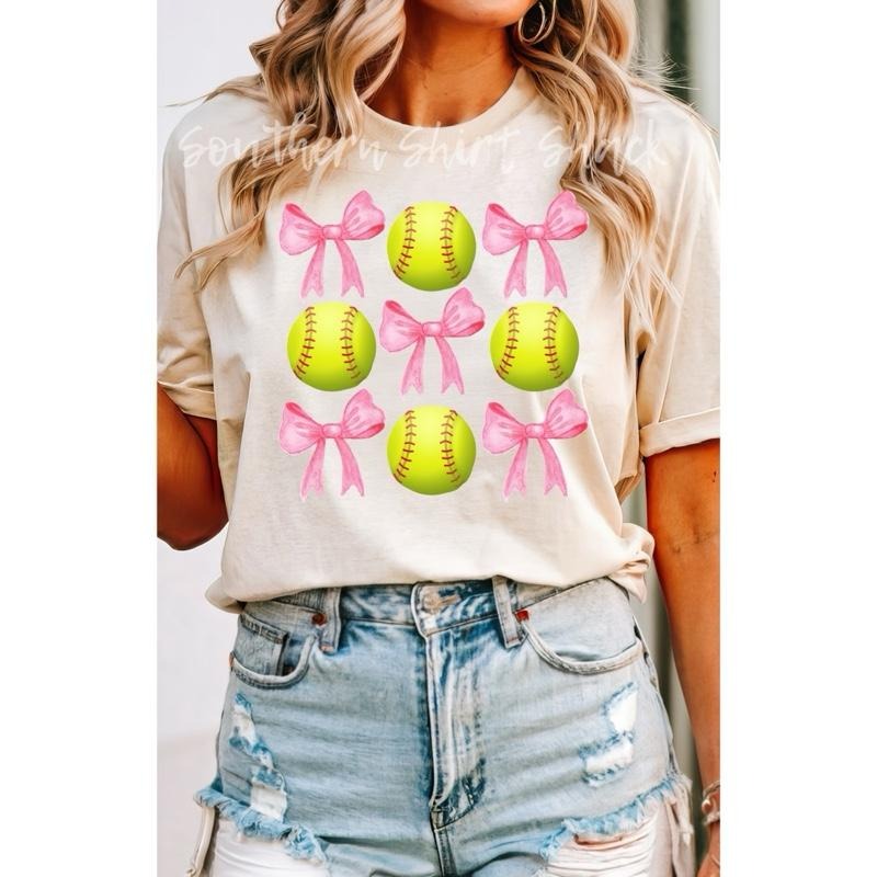 Softball and Bows T shirt | Softball Season | Girly Softball T shirt | Ivory comfort colors T shirt Hoodie, Sweatshirt