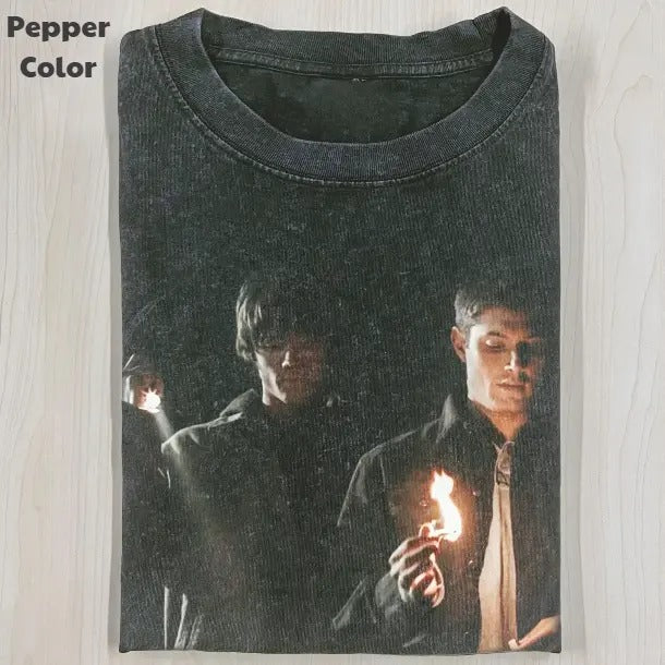 Supernatural Vintage Graphic Tee, Fire T-Shirt, TV Series Tee, Unisex Meme Cringe Funny Shirt, Menswear Womenswear...