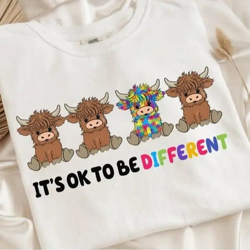 It's Ok To Be Different Graphic Unisex Crewneck Sweatshirt/T-Shirt, Different Cow T-Shirt, Unisex Style, 100% Cotton,...