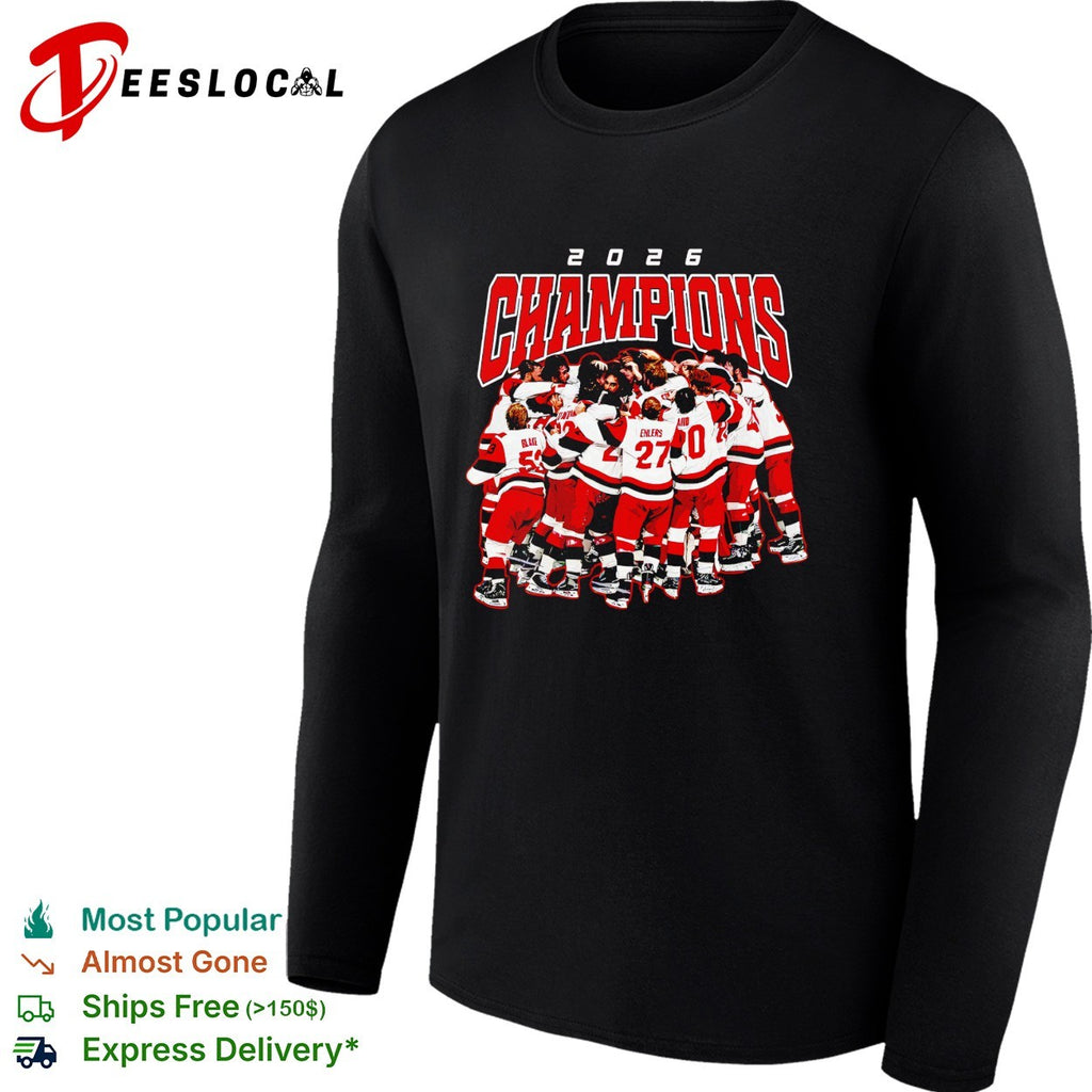 Carolina Hurricanes hockey 2026 NHL Champions all team celebration shirt