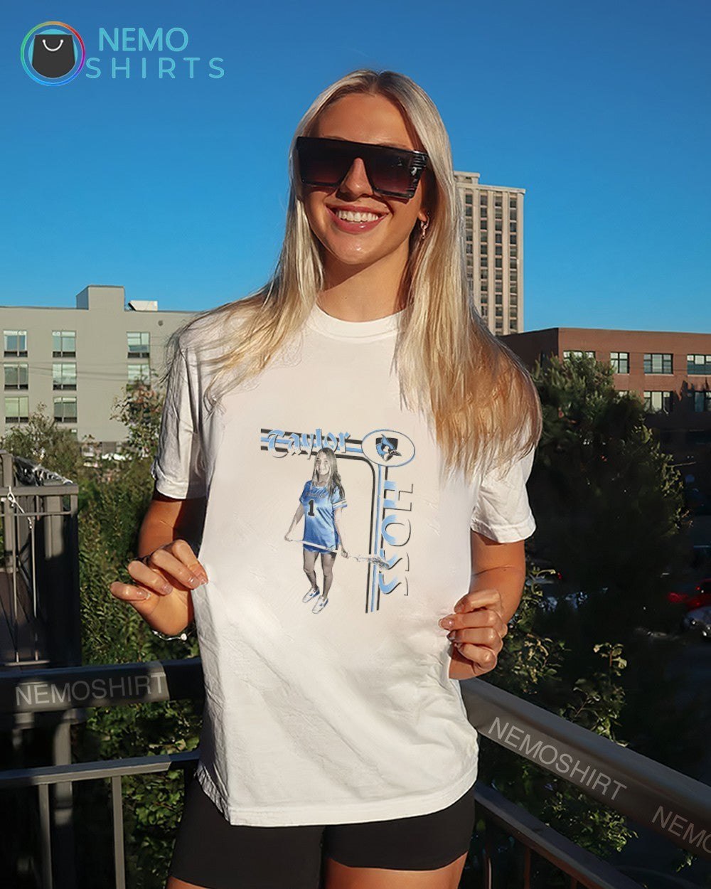 Taylor Hoss Johns Hopkins player stripes shirt