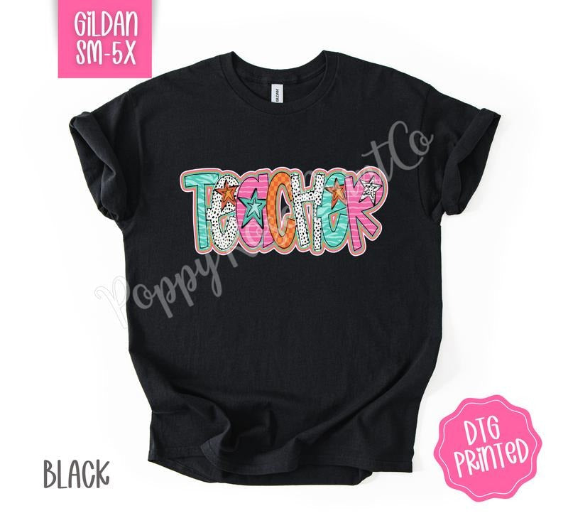 Teacher Doodle Gildan Shirt, Cute Women's Tshirt, Trendy Polka Dot Tee, Gift for Her Hoodie, Sweatshirt | CiraTrend.com