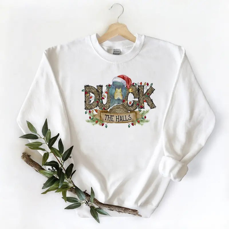 The Halls Christmas Mallard Duck Unisex Tshirt Sweatshirt Hoodie, for duck lovers | CiraTrend.com