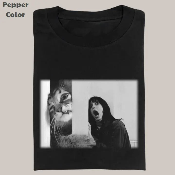 The Shining Vintage Tee, Cat Scream T-Shirt, Meme Cringe Funny Dumb Shirts, Unisex Movie Shirt Menswear Womenswear...