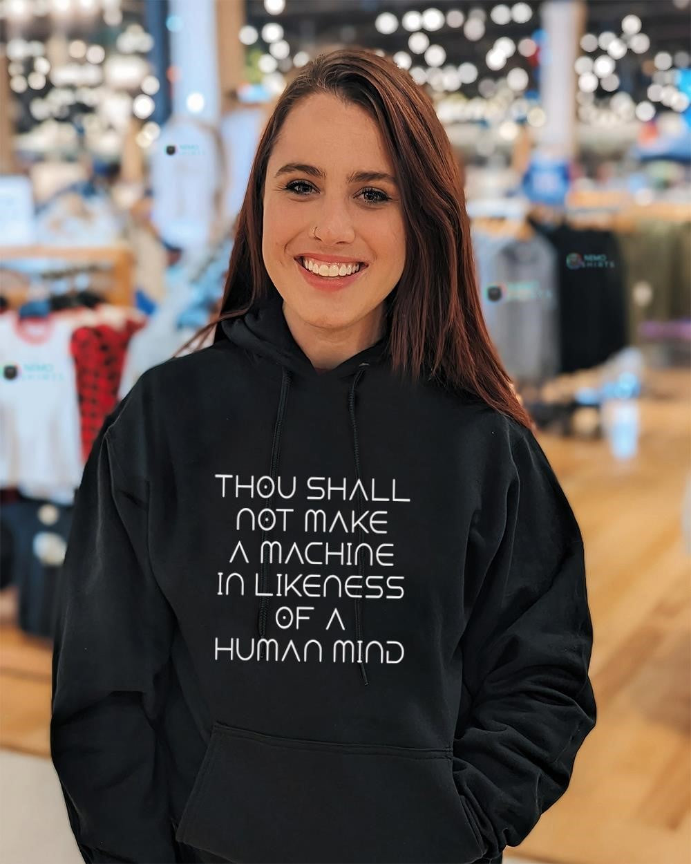 Thou shall not make a machine in likeness of a human mind text shirt