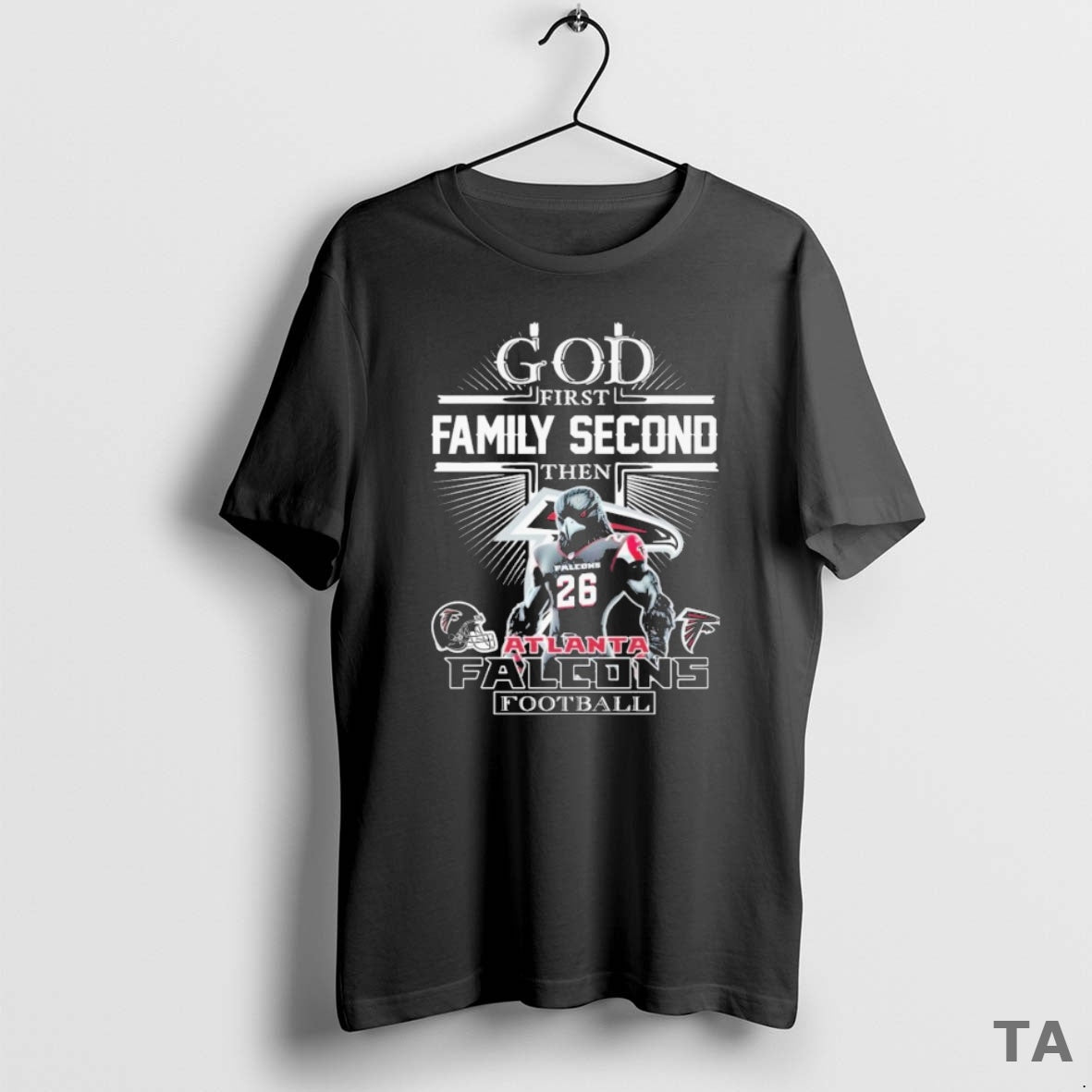 Top God First Family Second Then Atlanta Falcons Mascot T Shirt Sweater Hoodie, Sweatshirt | CiraTrend.com