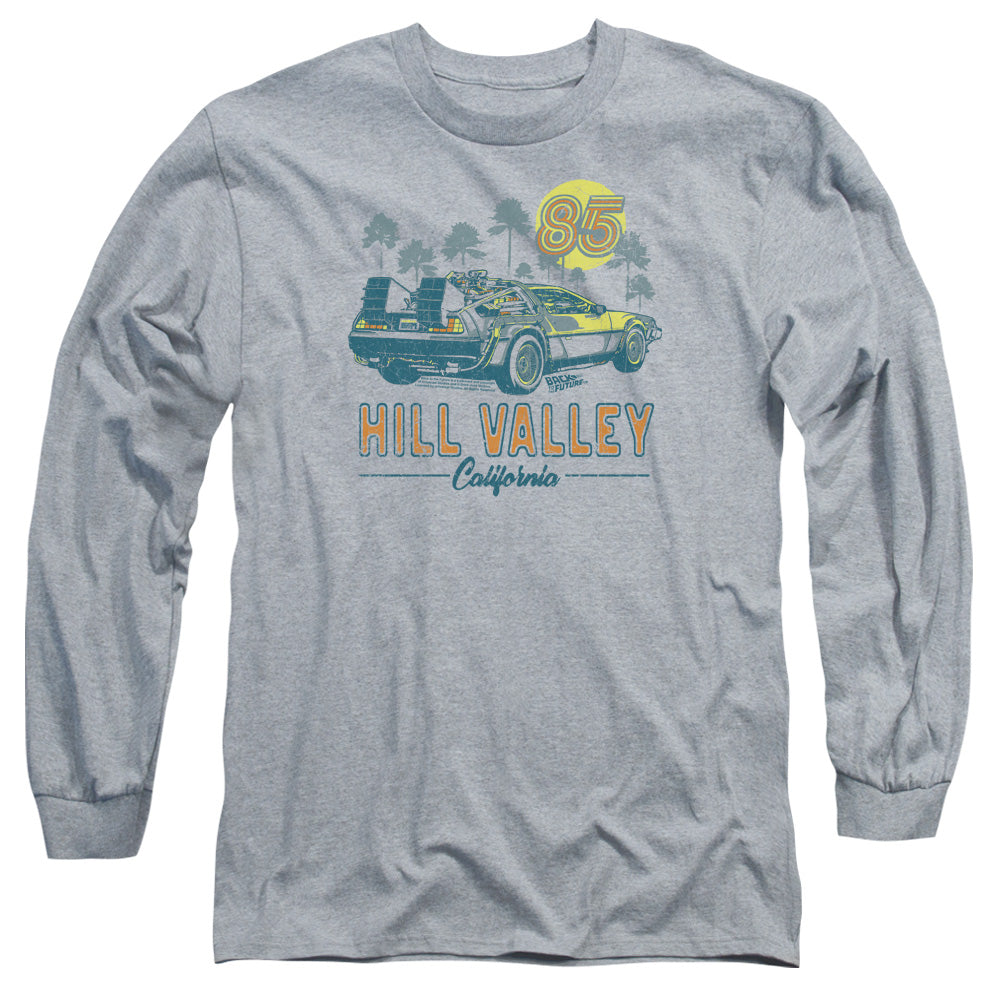 Back To The Future 85 Mens Long Sleeve Shirt Athletic Heather Hoodie, Sweatshirt | CiraTrend.com (Image 1)