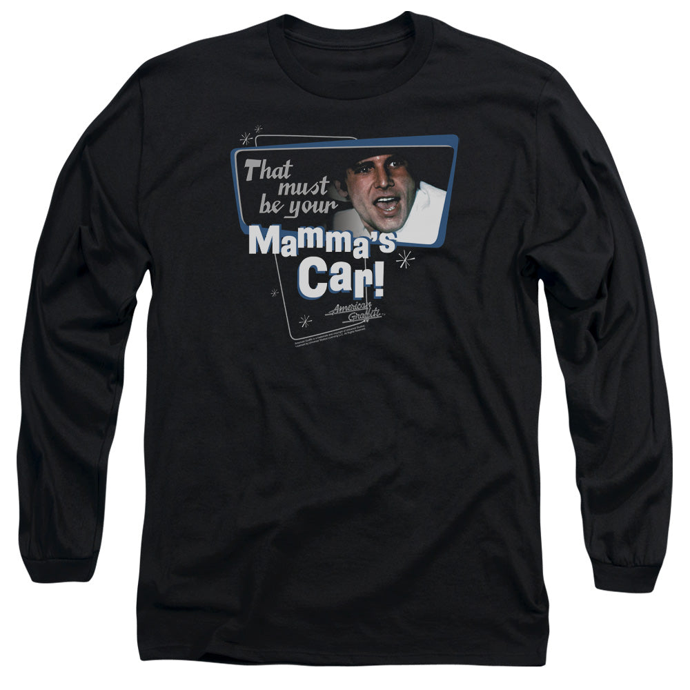 American Grafitti Mammas Car Mens Long Sleeve Shirt Black Hoodie, Sweatshirt | CiraTrend.com (Image 1)