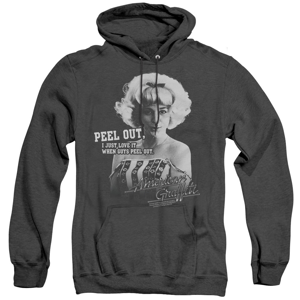 American Graffiti Peel Out Mens Heather Hoodie Black T-Shirts, Sweatshirt | CiraTrend.com (Image 1)