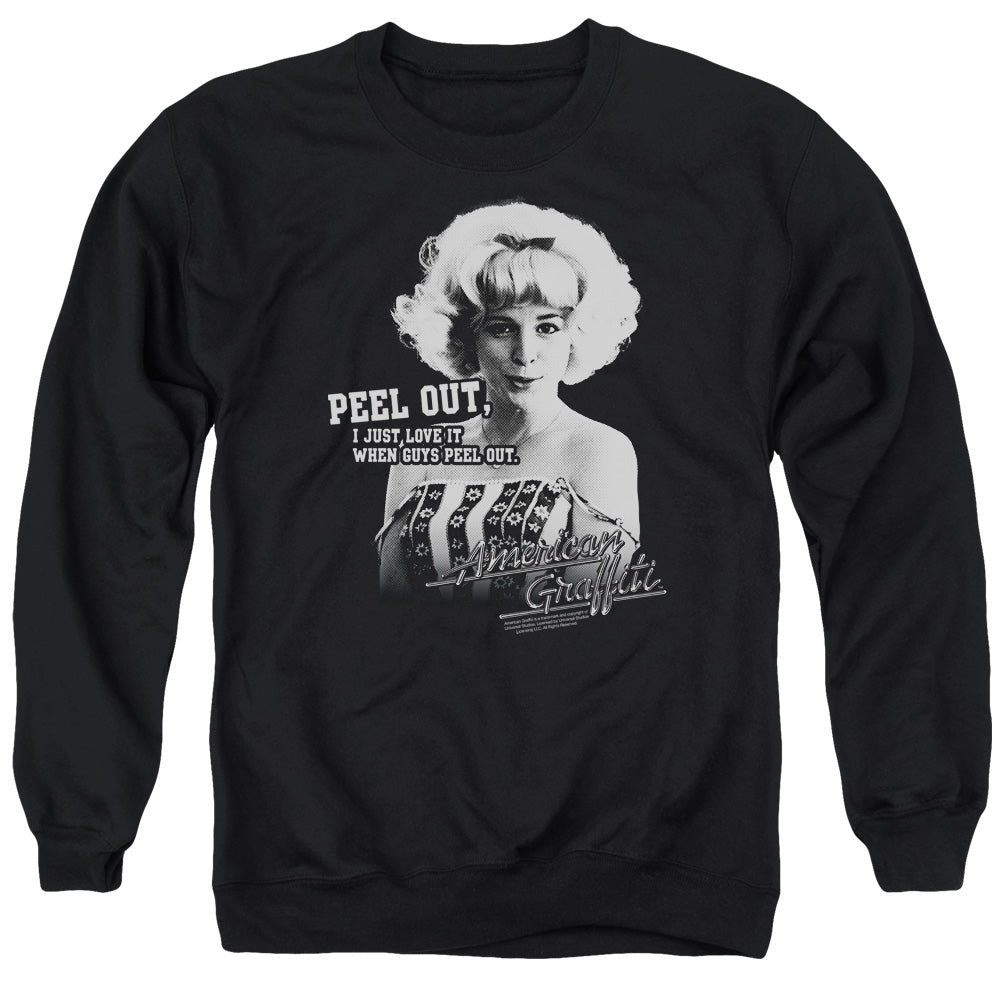 American Graffiti Peel Out Mens Crewneck Sweatshirt Black T-Shirts, Hoodie | CiraTrend.com (Image 1)