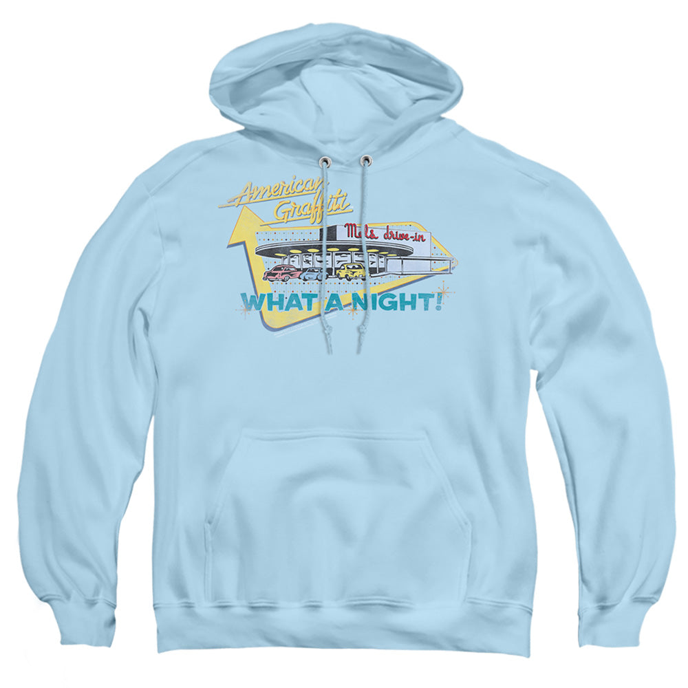 American Graffiti Mels Drive In Mens Hoodie Light Blue Light Blue T-Shirts, Sweatshirt | CiraTrend.com (Image 1)