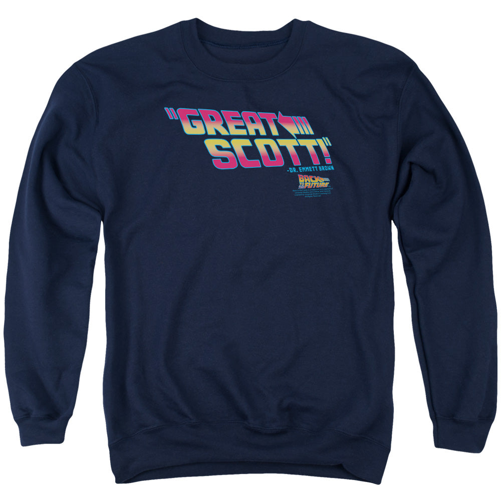 Back To The Future Great Scott Mens Crewneck Sweatshirt Navy Blue T-Shirts, Hoodie | CiraTrend.com