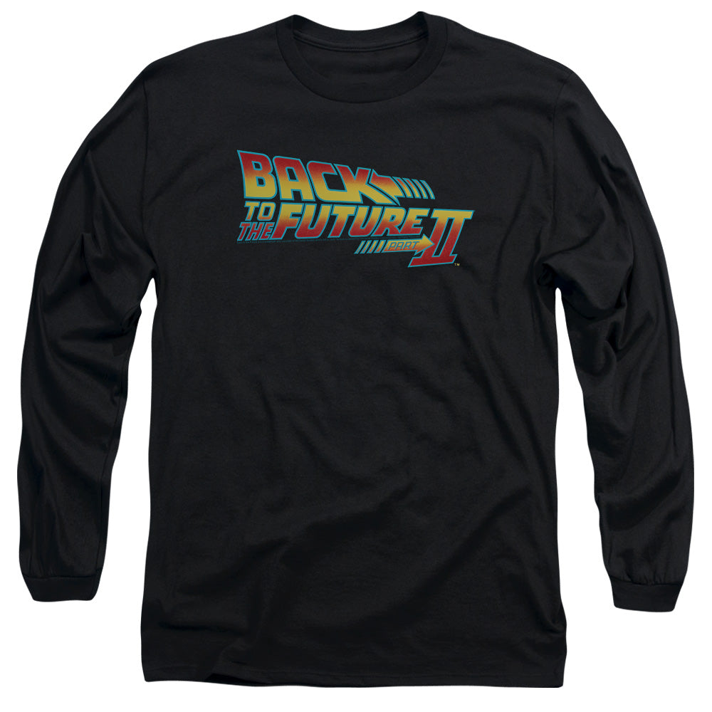 Back To The Future Ii Logo Mens Long Sleeve Shirt Black Hoodie, Sweatshirt | CiraTrend.com (Image 1)