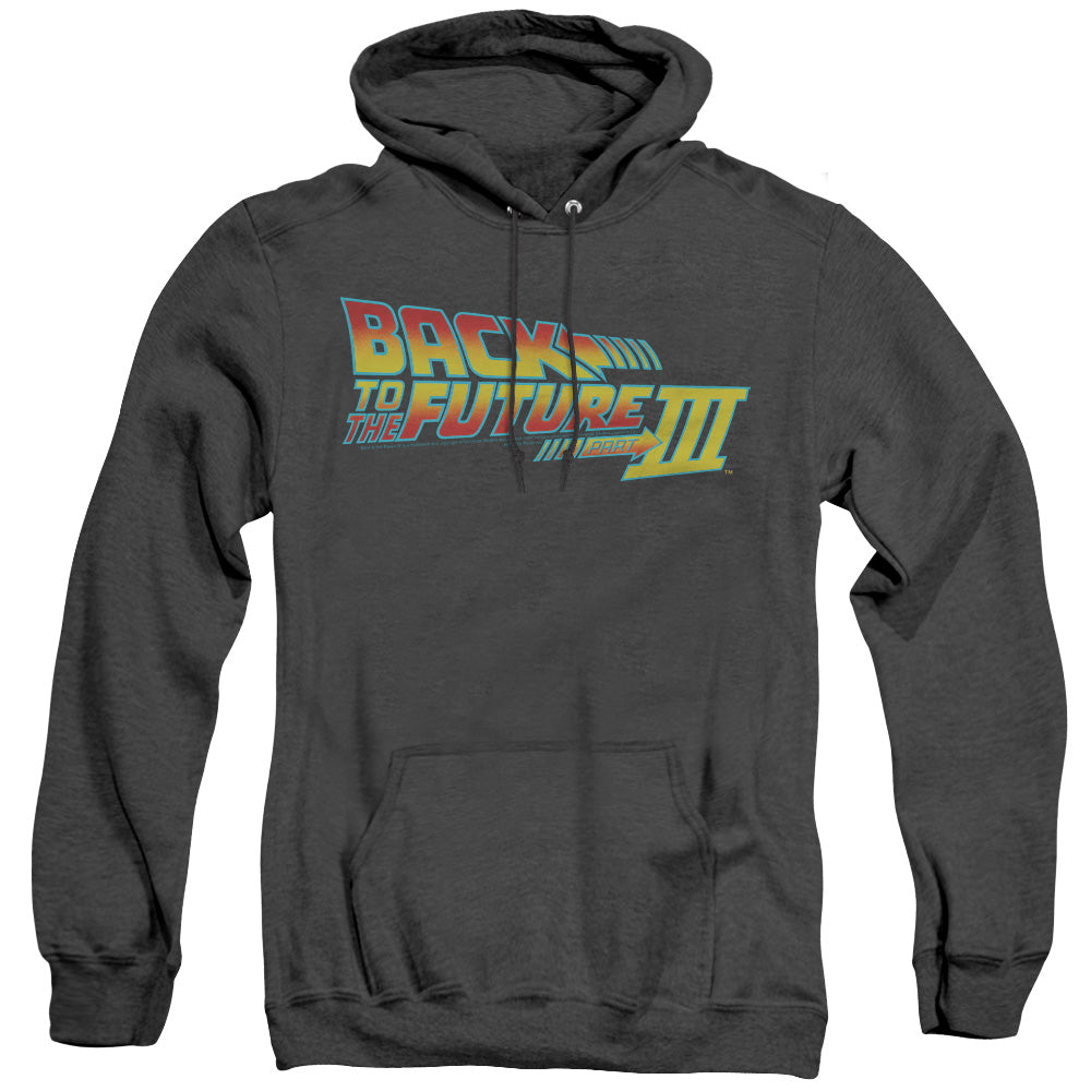 Back To The Future Iii Logo Mens Heather Hoodie Black T-Shirts, Sweatshirt | CiraTrend.com (Image 3)