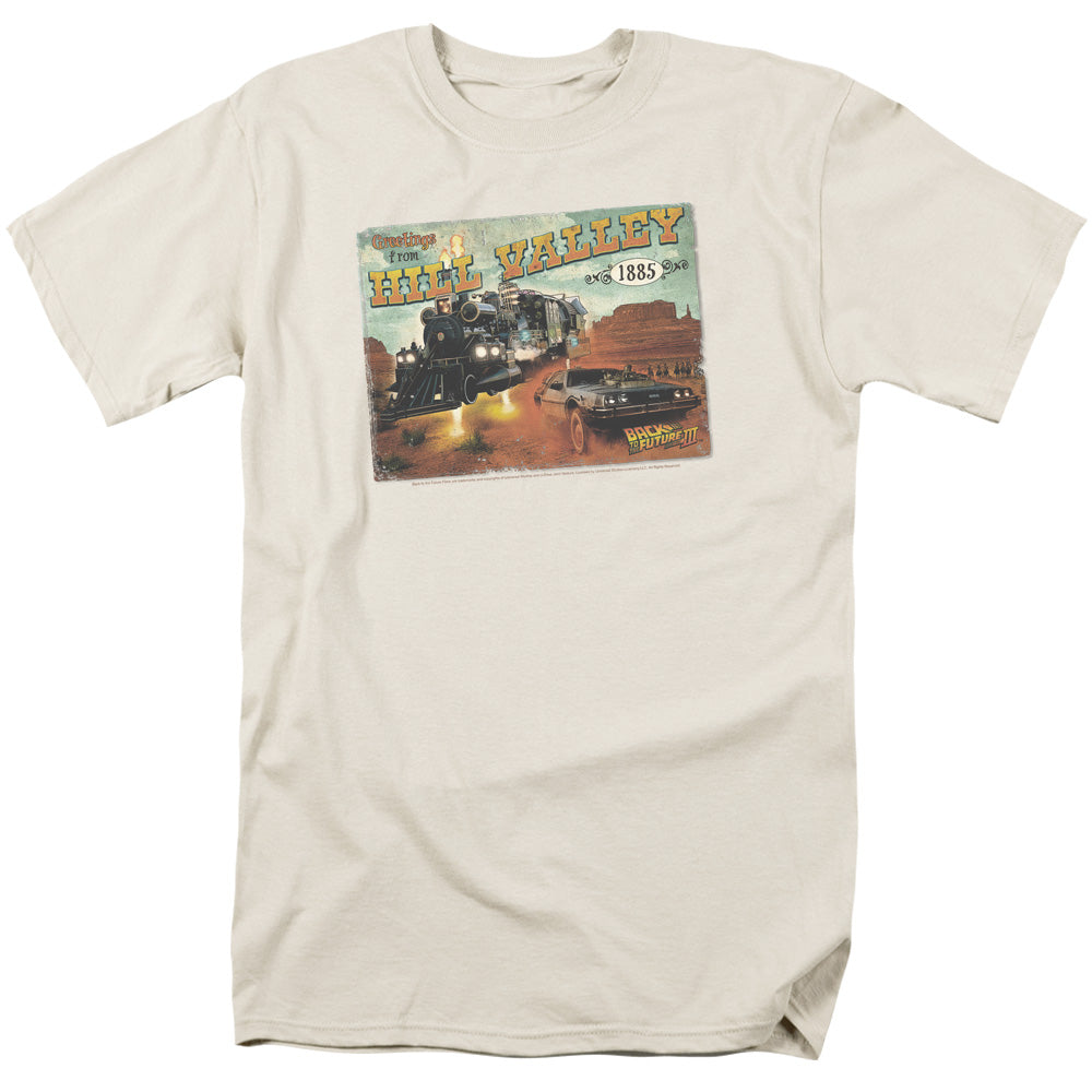 Back To The Future Iii Hill Valley Postcard Mens T Shirt Cream Cream Hoodie, Sweatshirt | CiraTrend.com