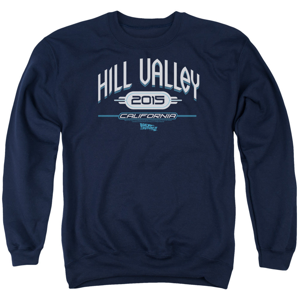 Back To The Future II Hill Valley 2015 Mens Crewneck Sweatshirt Navy Blue T-Shirts, Hoodie | CiraTrend.com