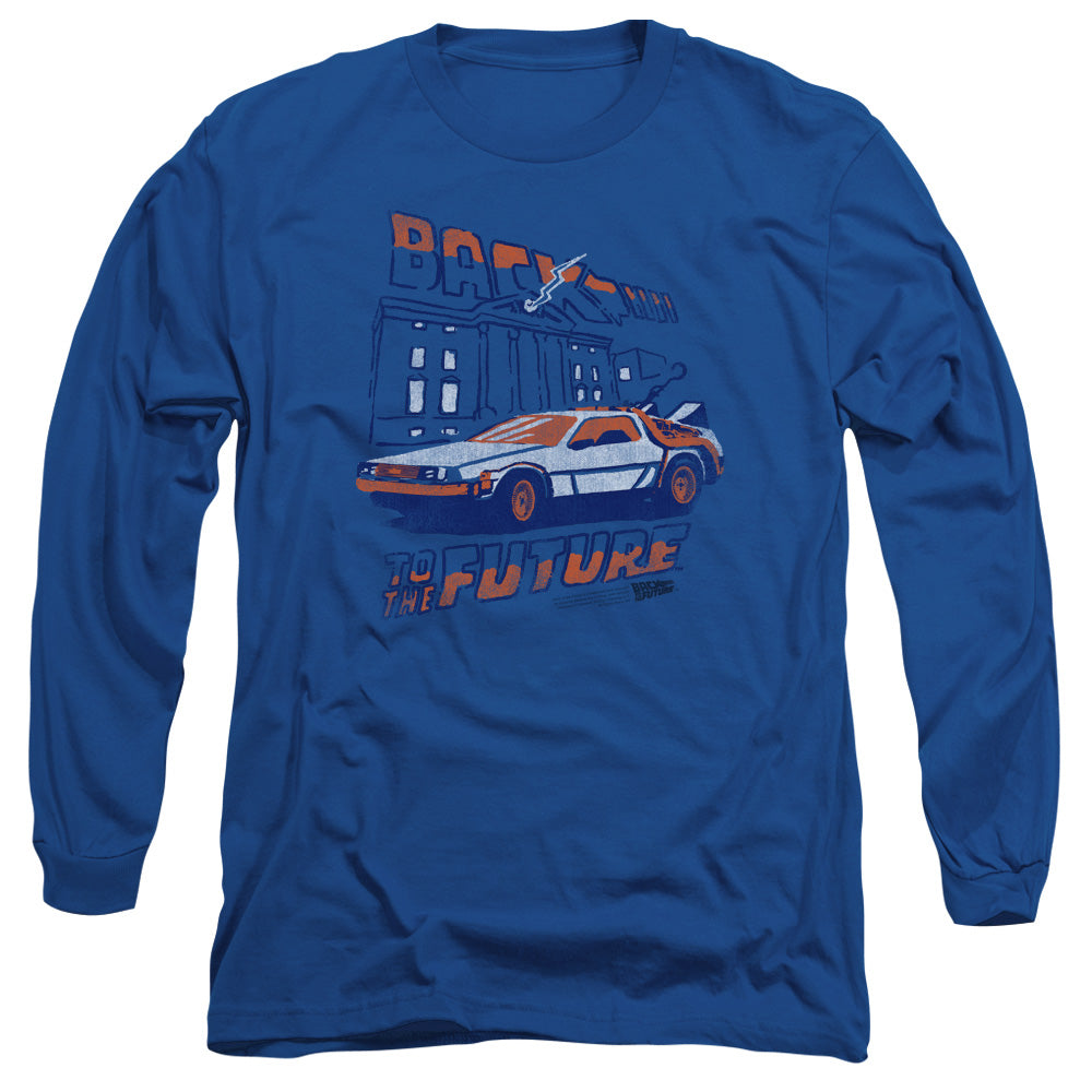 Back To The Future Lightning Strikes Mens Long Sleeve Shirt Royal Blue Hoodie, Sweatshirt | CiraTrend.com (Image 2)