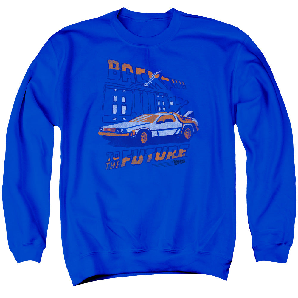 Back To The Future Lightning Strikes Mens Crewneck Sweatshirt Royal Blue T-Shirts, Hoodie | CiraTrend.com (Image 2)