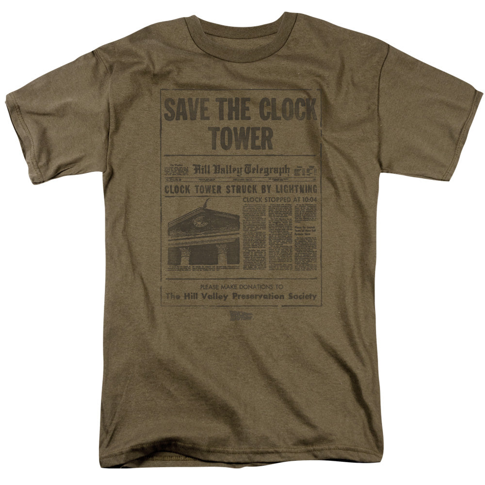 Back To The Future Clock Tower Mens T Shirt Safari Green Safari Green Hoodie, Sweatshirt | CiraTrend.com