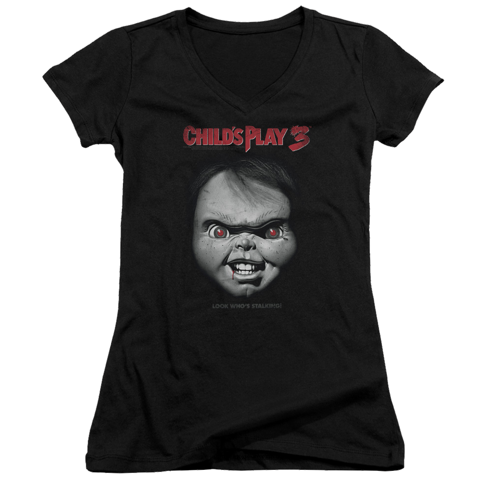 Child's Play 3 Face Poster - Juniors V-Neck T-Shirt Hoodie, Sweatshirt | CiraTrend.com