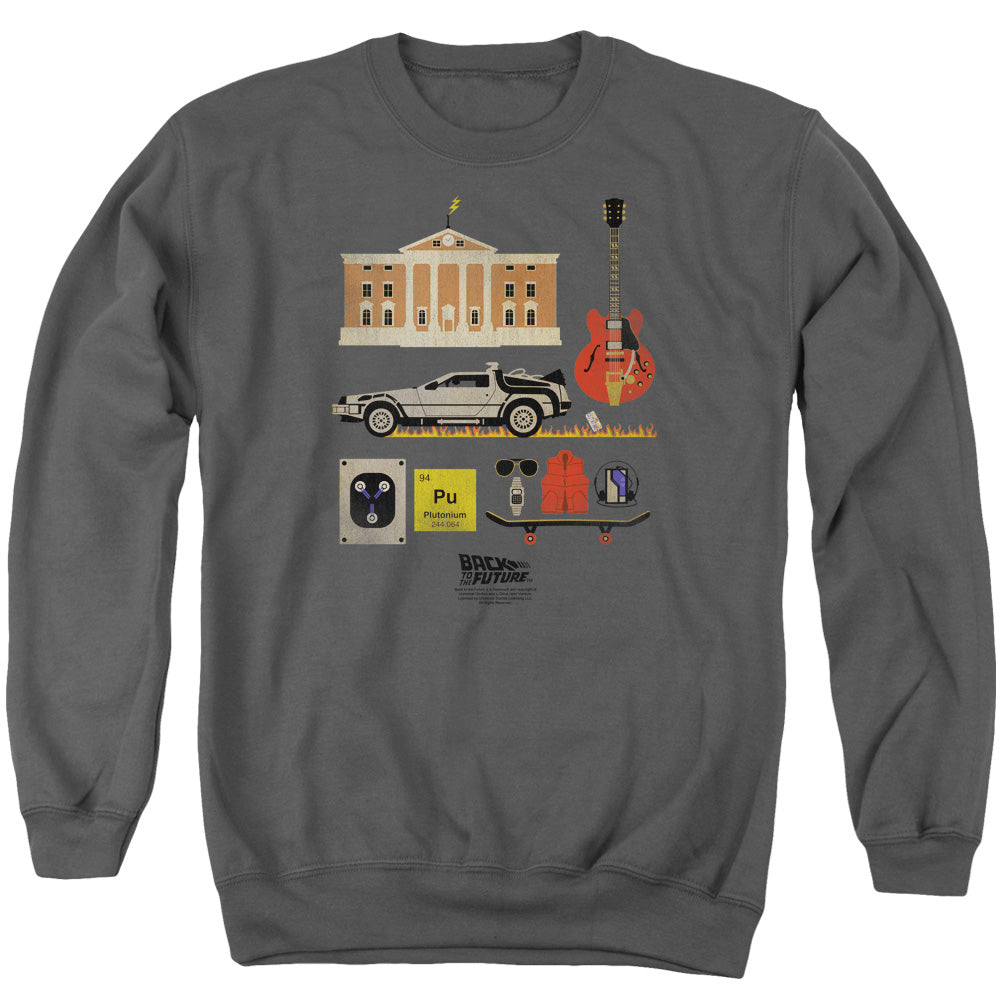 Back To The Future Items Mens Crewneck Sweatshirt Charcoal T-Shirts, Hoodie | CiraTrend.com (Image 1)