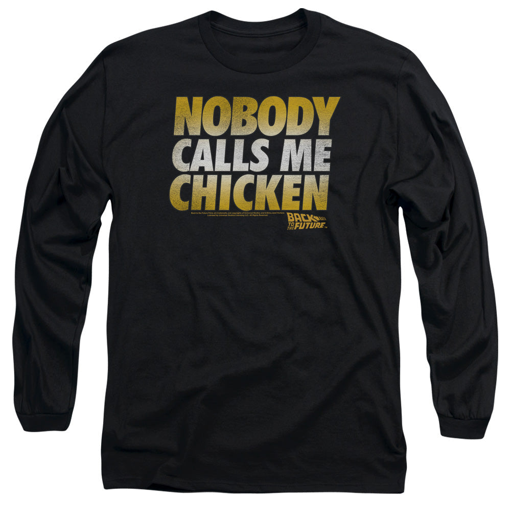 Back To The Future Chicken Mens Long Sleeve Shirt Black Hoodie, Sweatshirt | CiraTrend.com (Image 2)
