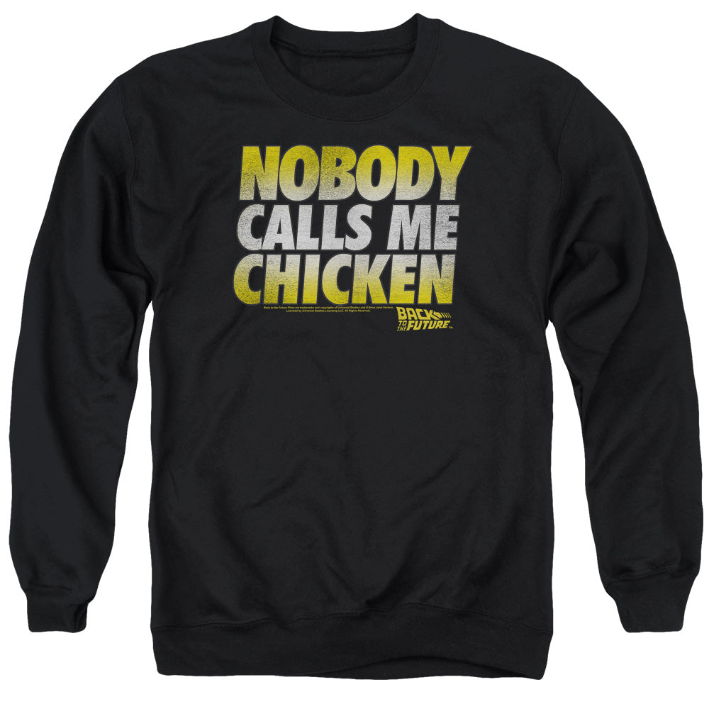 Back To The Future Chicken Mens Crewneck Sweatshirt Black T-Shirts, Hoodie | CiraTrend.com (Image 1)