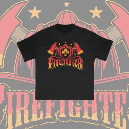Unisex 100% Cotton Firefighter Print T-shirt vintage  tees cowboys  outfits  men Crewneck Menswear Hoodie, Sweatshirt