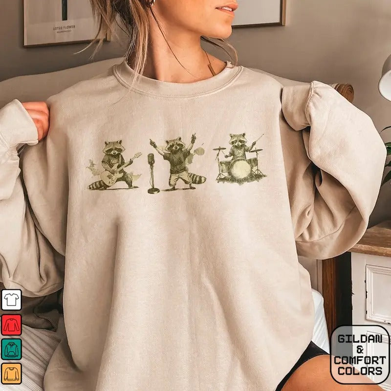 Unisex Raccoon Band Music shirt Cotton Womenswear Hoodie, Sweatshirt | CiraTrend.com