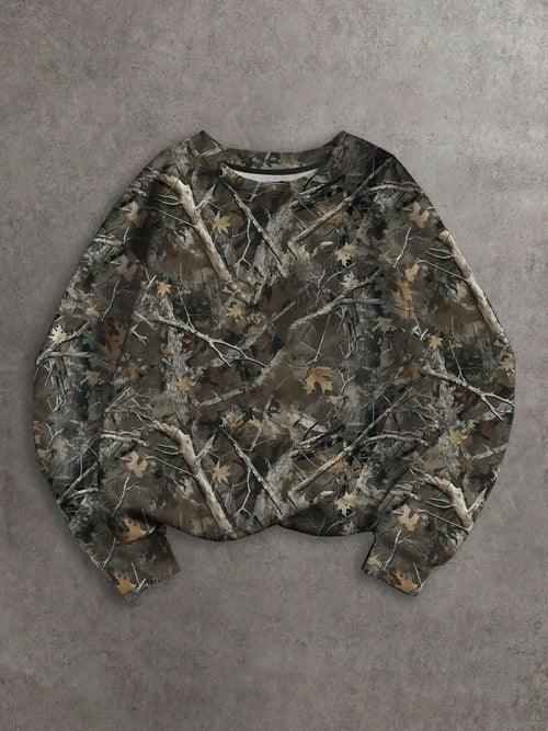 Unisex's All Over Plants Print Sweatshirt, Regular Fit Casual Long Sleeve Round Neck Pullover for Fall & Winter, Unisex's...