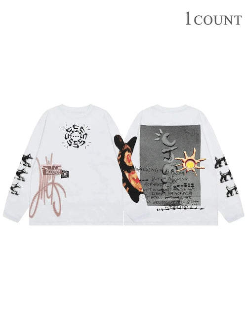 Unisex's Letter & Sun Print Long Sleeve Tee, Street Fashion Casual  T-shirt for Daily Holiday Outdoor Wear, Unisex...