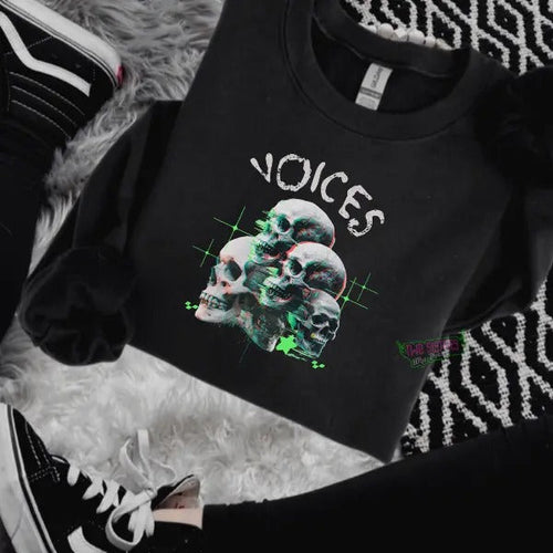 'VOICES' Crewneck Sweatshirt, T Shirt, or Hoodie Pullover | Punk, Alt, Grunge, Goth, Skeleton Style, Aesthetic, Casual,...