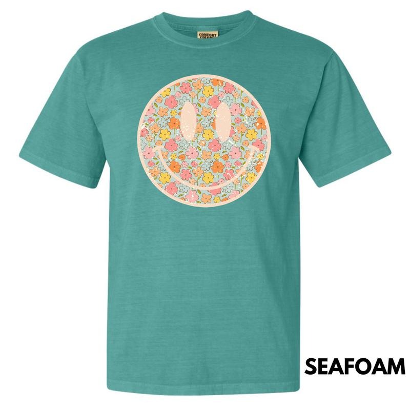 Vintage Floral Happy Face Comfort Colors T-Shirt 'NLB' Hoodie, Sweatshirt | CiraTrend.com