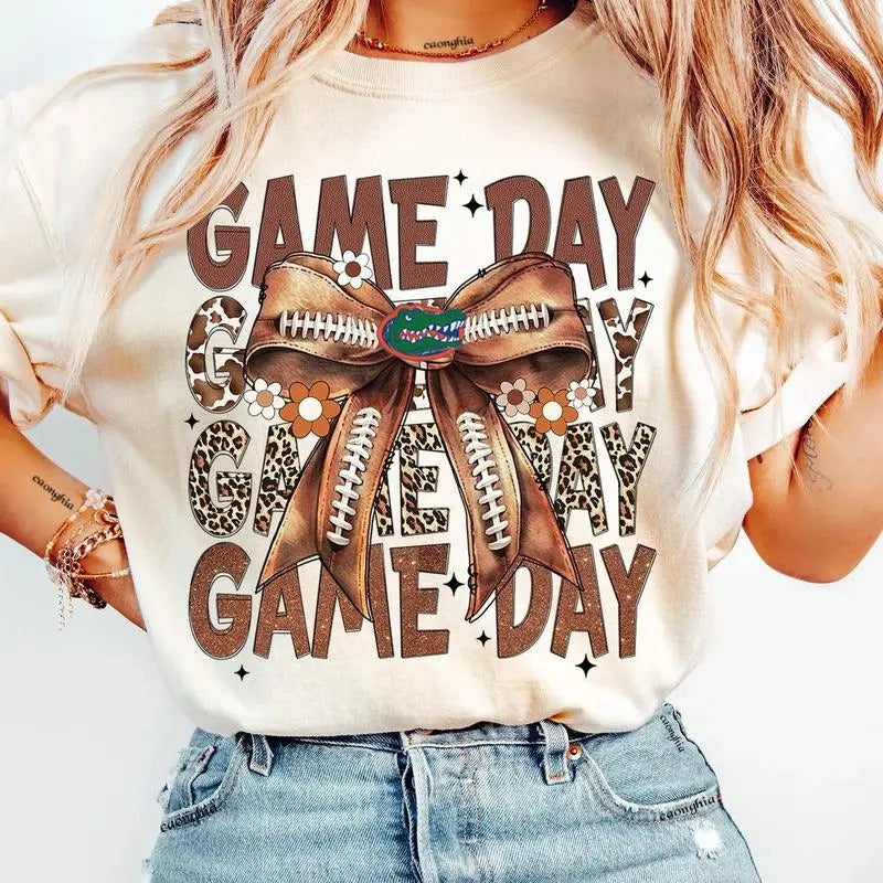 Vintage Florida Gators Football Coquette Bow Game Day Shirt, Gameday Women's Shirt, Tis the Football Season Shirt,...