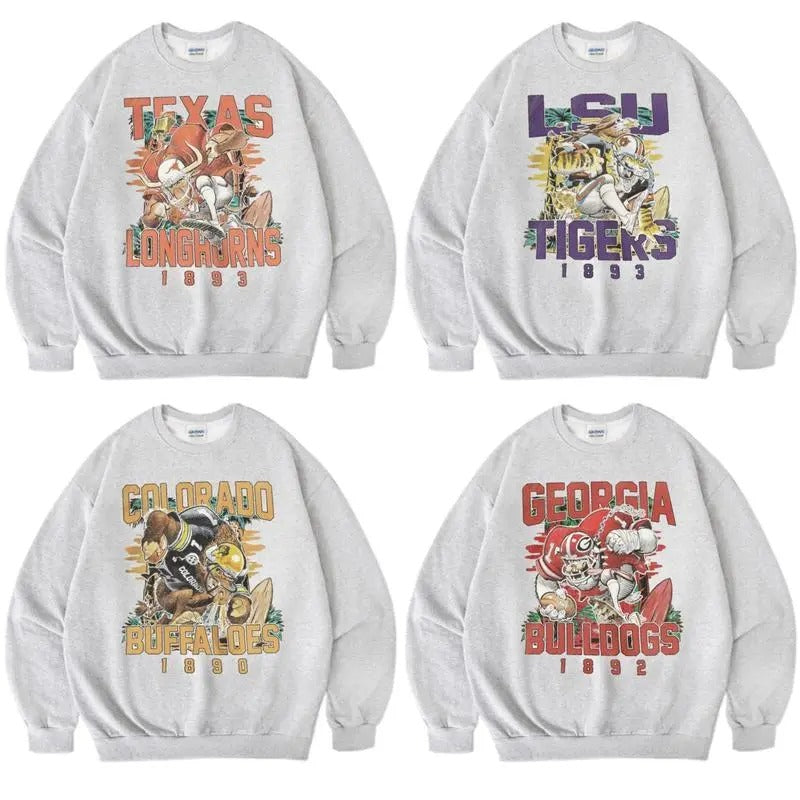 Vintage Football Team Ash Grey Sweatshirt, Preppy Mascot School Spirit Shirt, Mascot Game Day Unisex Gift, Vintage...