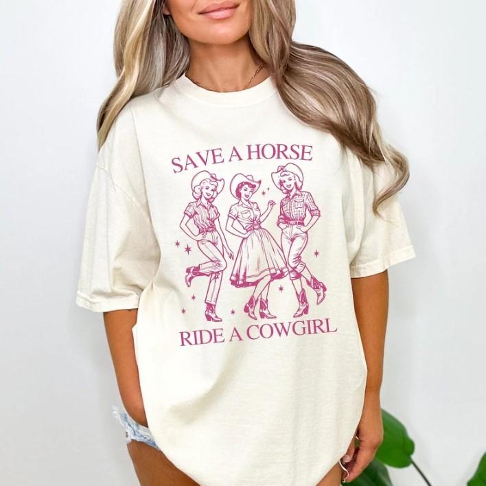 Vintage Lesbian Shirt, Save A Horse Ride A Cowgirl Shirt, Funny Lesbian Tee Hoodie, Sweatshirt | CiraTrend.com