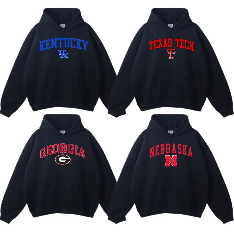 Vintage Sport Teams NCAA Collection Unisex Crewneck Black Hoodie, Graphic Team Collection Hoodie, Gift For NCAA Fan...