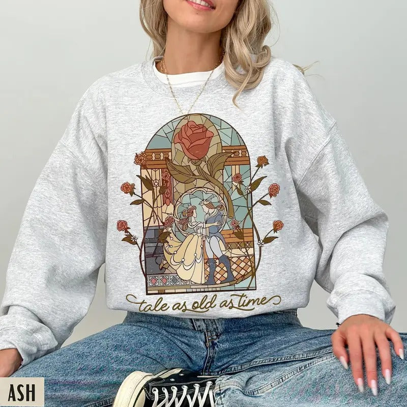 Vintage Tale As Old As Time T-Shirt, Princess Belle Sweatshirt, Beauty Princess Tee Shirt, Magic Kingdom Shirt, Princess...